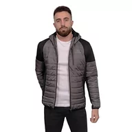 Kurtki męskie - Just Emporio Męska kurtka puchowa z kapturem dla dorosłych, Anthra/Black, XL, ANTHRA/BLACK, XL - miniaturka - grafika 1