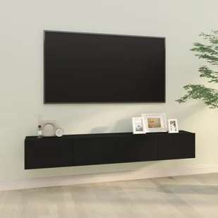 vidaXL Szafki ścienne pod TV, 2 szt., czarne, 100x30x30 cm - Szafki RTV - miniaturka - grafika 1