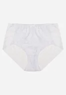 Majtki damskie - Białe Majtki Figi z Wysokim Stanem Zdobione Koronką i Siateczką Helieth - miniaturka - grafika 1