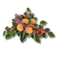 Sztuczne kwiaty - Stroik na grób pomnik Pomarańczowe Chryzantemy sztuczne Wiązanka nagrobna - miniaturka - grafika 1