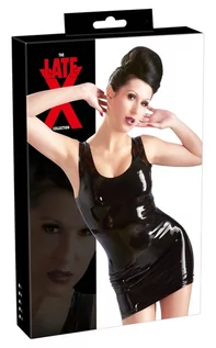 Odzież erotyczna - Lateksowa mini sukienka czarna M - grafika 1