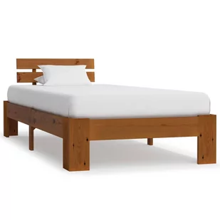 vidaXL Rama łóżka, miodowy brąz, lite drewno sosnowe, 90 x 200 cm - Łóżka - miniaturka - grafika 1