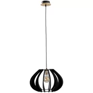 Lampy sufitowe - KET Drewniana LAMPA wisząca loftowa OPRAWA skandynawski zwis czarny KET619 - miniaturka - grafika 1