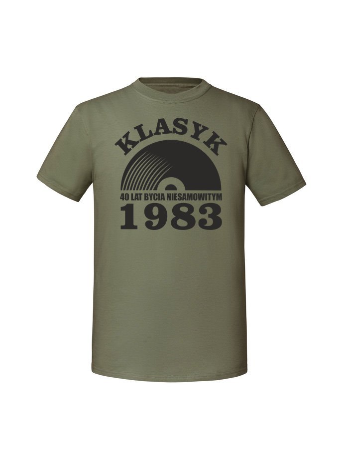 Męska koszulka z nadrukiem - 1983 klasyk płyta winylowa 40 1983 Olive S