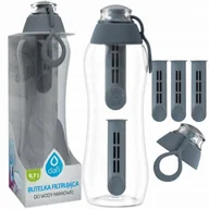 Butelki filtrujące - Zestaw nakrętka + 5x wkład filtrujący + butelka na wodę szara 0,7l - miniaturka - grafika 1