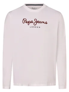 Pepe Jeans Męska koszulka z długim rękawem - Eggo Long Mężczyźni Bawełna biały nadruk, M - Koszulki męskie - miniaturka - grafika 1