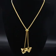 Naszyjniki - TEMU Modna Długa Biżuteria dla Kobiet – Złoty Naszyjnik z Pszczółką ze Stali Nierdzewnej N1525S03 - miniaturka - grafika 1