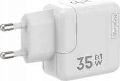 Ładowarka Maxximus Ład. sieć. MX Burst GaN PD 35W, 2xUSB-C + kabel PD 65W C/C, WHITE/BIAŁY