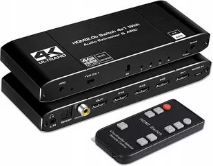 Switch Hdmi 2.0 4X1 Rozdzielac Ekstraktor Audio 4K - Kable - miniaturka - grafika 1