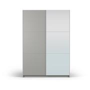 Szafy - Szara szafa z lustrem i drzwiami przesuwnymi 151x215 cm Lisburn – Cosmopolitan Design - miniaturka - grafika 1