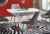 Stoły - Biały rozkładany stół ze szklanym blatem P4-L14 - miniaturka - grafika 1