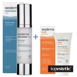 Sesderma Hidraderm Hyal + C-VIT Radiance ZESTAW Krem do twarzy 50 ml + Rewitalizująca maska 30 ml - Zestawy kosmetyków damskich - miniaturka - grafika 1