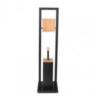 Akcesoria do wc - Szczotka Wc stojak na papier toalet Bambus czarna - miniaturka - grafika 1