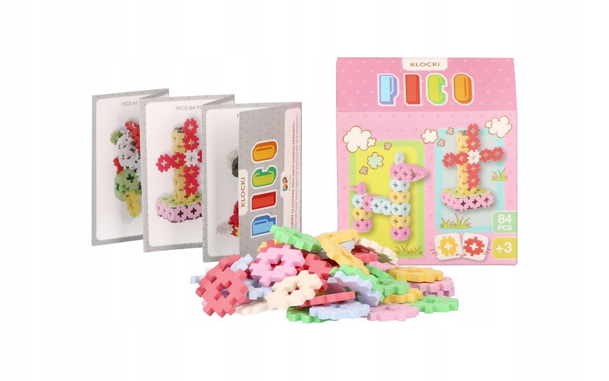 KLOCKI KONSTRUKCYJNE PICO 84 ELEMENTY – EDUKACYJNE, KREATYWNE - PASTEL