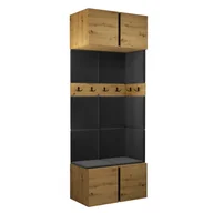 Meble do przedpokoju - Garderoba szafa z lustrem szafka na buty meble do przedpokoju z panelami tapicerowanymi ORION 13 dąb artisan biały grafit - miniaturka - grafika 1