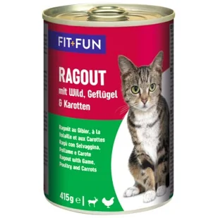 FIT+FUN Ragout Dziczyzna, drób i marchewka 48x415 g - Mokra karma dla kotów - miniaturka - grafika 1