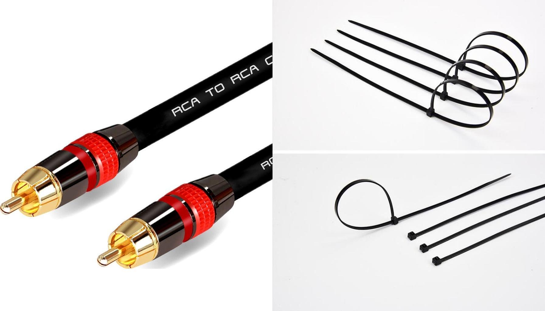 Kabel Mozos Kabel Mozos RCA Cinch - RCA Cinch 3m czarny MCABLE-RR + Opaska zaciskowa Czarny 100 sztuk MCABLE-L