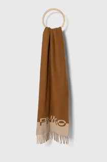 Apaszki i szaliki damskie - Pinko szalik wełniany kolor brązowy wzorzysty - grafika 1