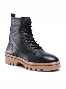 GIOSEPPO DAMSKIE BOTKI SKÓRZANE Z ZAPIĘCIAMI CZARNE 40 Ż6B - Botki damskie - miniaturka - grafika 1