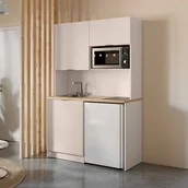 Meble kuchenne - Mebel wielofunkcyjny z aneksem kuchennym i pralnią - Z blatem roboczym 120 cm - Beżowy i naturalny - CARMEO - miniaturka - grafika 1