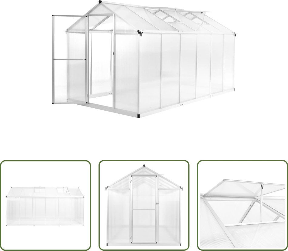 The Living Store Szklarnia aluminiowa 362x190x195 cm 13,41 m³
