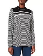 Bluzki damskie - Taifun Bluzka damska, Wielokolorowy (Off-White/Black Ringel 9705), 38 PL - miniaturka - grafika 1