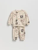Komplety dla niemowląt - Reserved - Bawełniany komplet z nadrukiem - beżowy - miniaturka - grafika 1