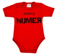 Body dla niemowląt - Body niemowlęce DOBRY NUMER czerwony 62 - miniaturka - grafika 1