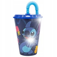 Kubki dla dzieci - KUBEK STITCH PLASTIKOWY ze słonką dla dziecka do szkoły przedszkola 430ml - miniaturka - grafika 1