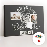 Tablice i flipcharty - Szkolna Tablica korkowa 60x40 cm, Kolorowe Pinezki, wzór Cytat przygodowy - miniaturka - grafika 1