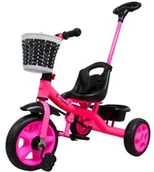 Rowerki trójkołowe - Rowerek Trójkołowy T8 różowy z rączką Koła EVA Pchacz - miniaturka - grafika 1
