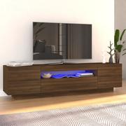 Szafki RTV - Lumarko Szafka pod TV z oświetleniem LED, brązowy dąb, 160x35x40 cm - miniaturka - grafika 1