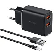 Ładowarki do telefonów - Ładowarka sieciowa Mcdodo CH-5071 USB-A*2, 12W + kabel USB-A do lightning (czarna) - miniaturka - grafika 1