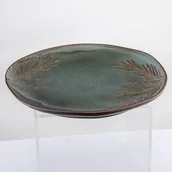 Talerze - Talerz płytki 25 cm zielono-brązowy - miniaturka - grafika 1