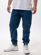 Spodnie męskie - SPODNIE JOGGER Bojówki JEANSOWE Męskie Niebieskie Jigga CARGO Denim L - miniaturka - grafika 1