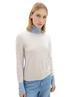 Swetry damskie - Damski sweter TOM TAILOR z golfem, 32398-chmurki szary melanż, XXXL - miniaturka - grafika 1