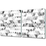 Deski do krojenia - Szklana Osłona na Kuchenkę - Deska Do Krojenia - 2x 40x52 cm - Szare trójkąty wzór - miniaturka - grafika 1