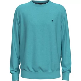 Koszulki męskie - Scotch & Soda Męski sweter Essentials Ecovero wiskozowy nylon Crewneck, Topaz 1651, zielony, topaz 1651, XXL - grafika 1