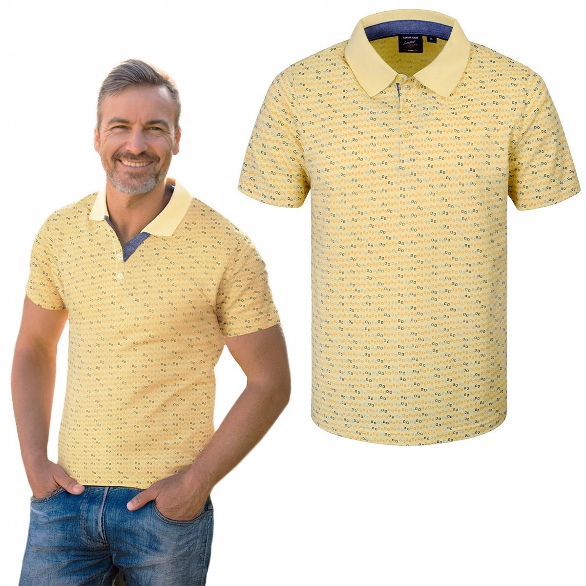 POLO Koszulka Męska ŻÓŁTA Bawełniana AMERICUM Elegancka 2XL Pako Jeans