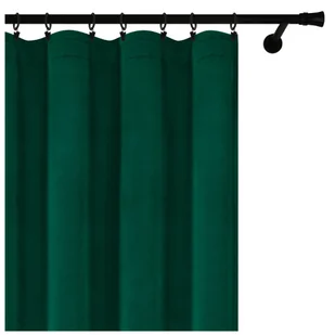 Voppi Zasłona dekoracyjna na taśmie marszczącej 140 x 240 cm ciemnozielona zasłona z grubego weluru butelkowa zieleń - Zasłony - miniaturka - grafika 1