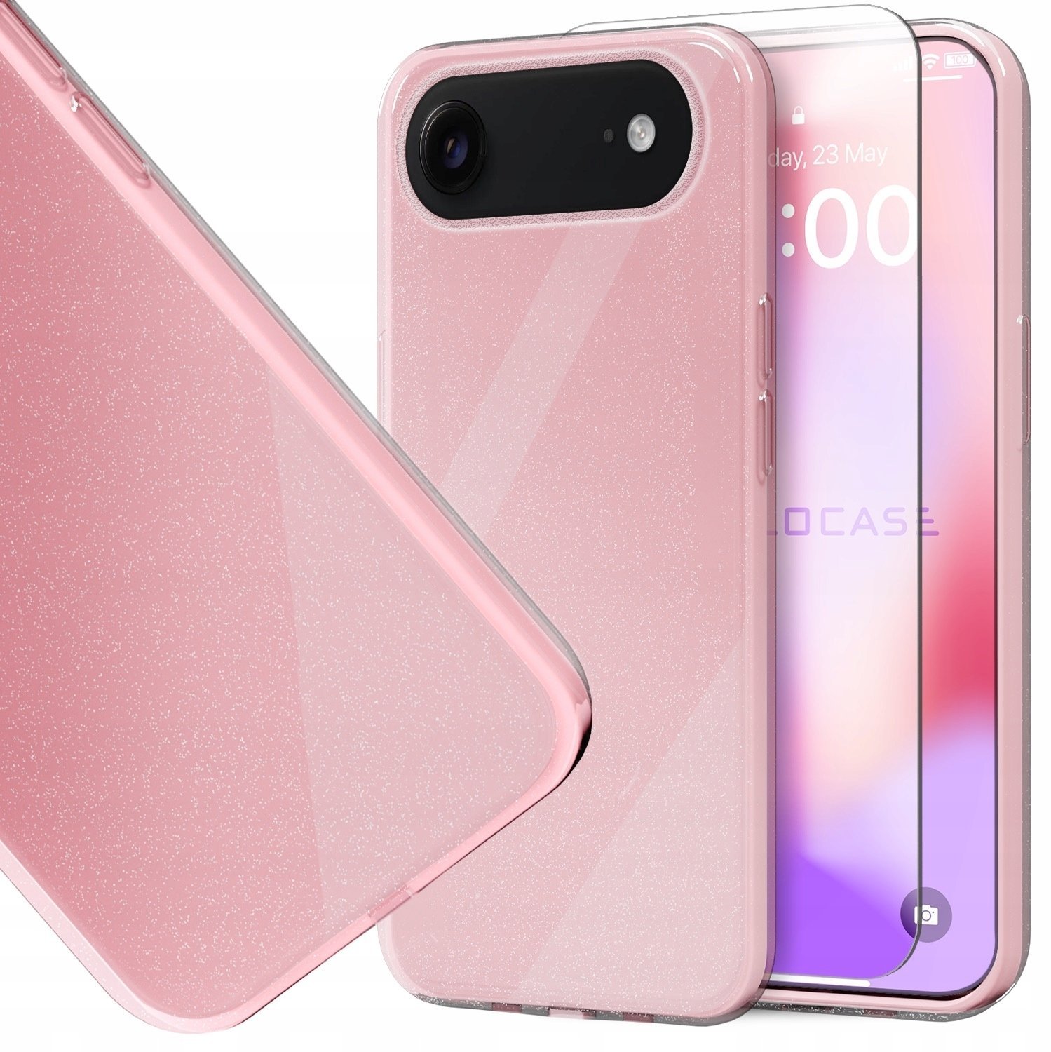 Hello Case Etui do Apple iPhone 17 Air Brokatowy Różowy Brokat Silikon Szkło