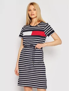 Sukienki - Tommy Hilfiger Sukienka codzienna WW0WW32438 Granatowy Regular Fit - grafika 1