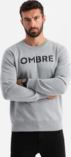 Ombre Klasyczna męska dresowa bluza z napisem szary melanż V1 OM-SSPS-0181 OM-SSPS-0181 XL - Bluzy męskie - miniaturka - grafika 1