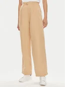 Spodnie damskie - Tommy Hilfiger Spodnie materiałowe WW0WW41355 Beżowy Relaxed Fit - miniaturka - grafika 1
