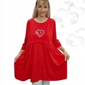 Bluzki damskie - TUNIKA BLUZKA SERCE BAWEŁNA sukienka luźne biodra wygodna 50 52 5XL 3096 - miniaturka - grafika 1