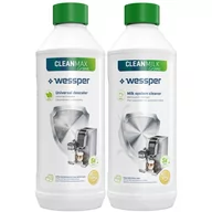 Akcesoria i części do ekspresów do kawy - Zestaw Odkamieniacz Do Ekspresu Wessper Cleanmax Green, 500 Ml + Płyn Czyszczący System Spieniania Mleka Cleanmilk Green, 500 Ml - miniaturka - grafika 1