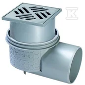 Akcesoria do armatury i ceramiki - Wpust Practicus, DN100, odpł.boczny, kratką 120x120 nierdz. - miniaturka - grafika 1