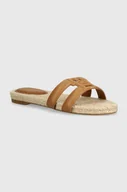 Klapki i japonki damskie - Tommy Hilfiger klapki skórzane TH EMBOSS FLAT ESP SANDAL damskie kolor brązowy FW0FW07928 - miniaturka - grafika 1