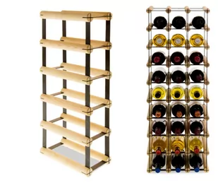 Regał Na Wino Stojak Na 5 Butelek Szklanych/ Pet — Rw-8/ 1X5 — Surowy Naturalny Metal + Drewno Rw-8-1X5-5 / Wamar-Sosenka - Stojaki na wino - miniaturka - grafika 1