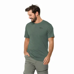 Koszulka męska Jack Wolfskin KAMMWEG S/S M hedge green - S - Koszulki męskie - miniaturka - grafika 1